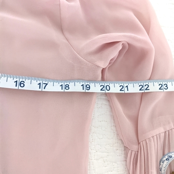 BLUSH Pink Romantic Micro Pleat Sheer Dress M Long sleeve - Picture 12 of 14